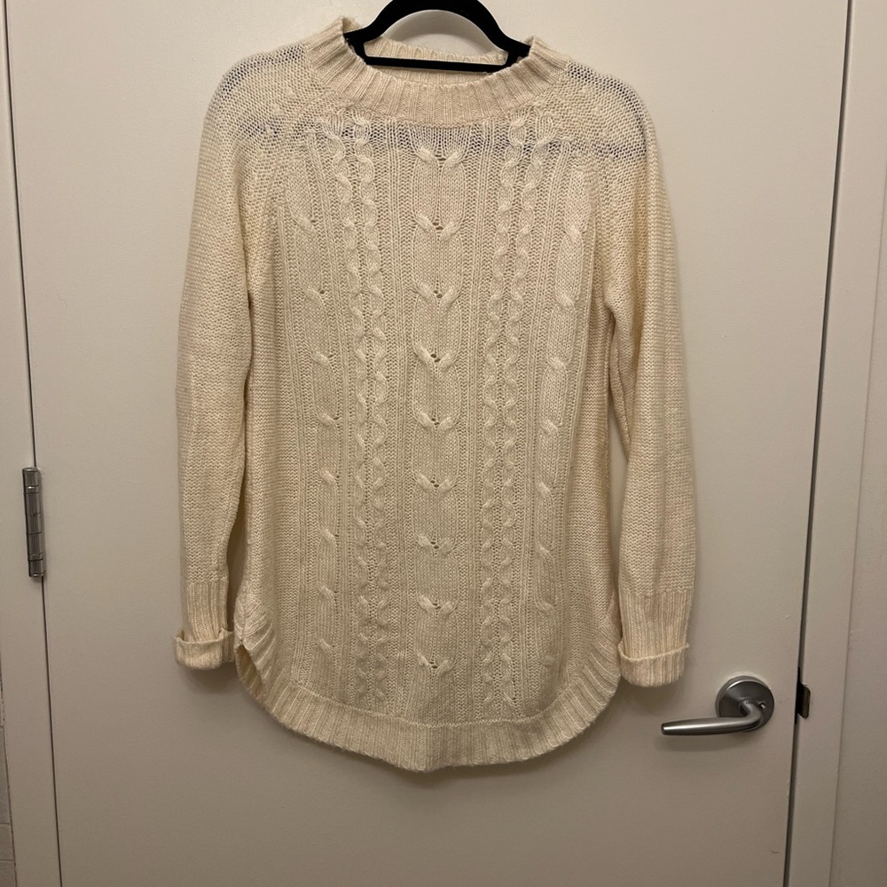VILA Cream Cable Knit Crew Neck Sweater